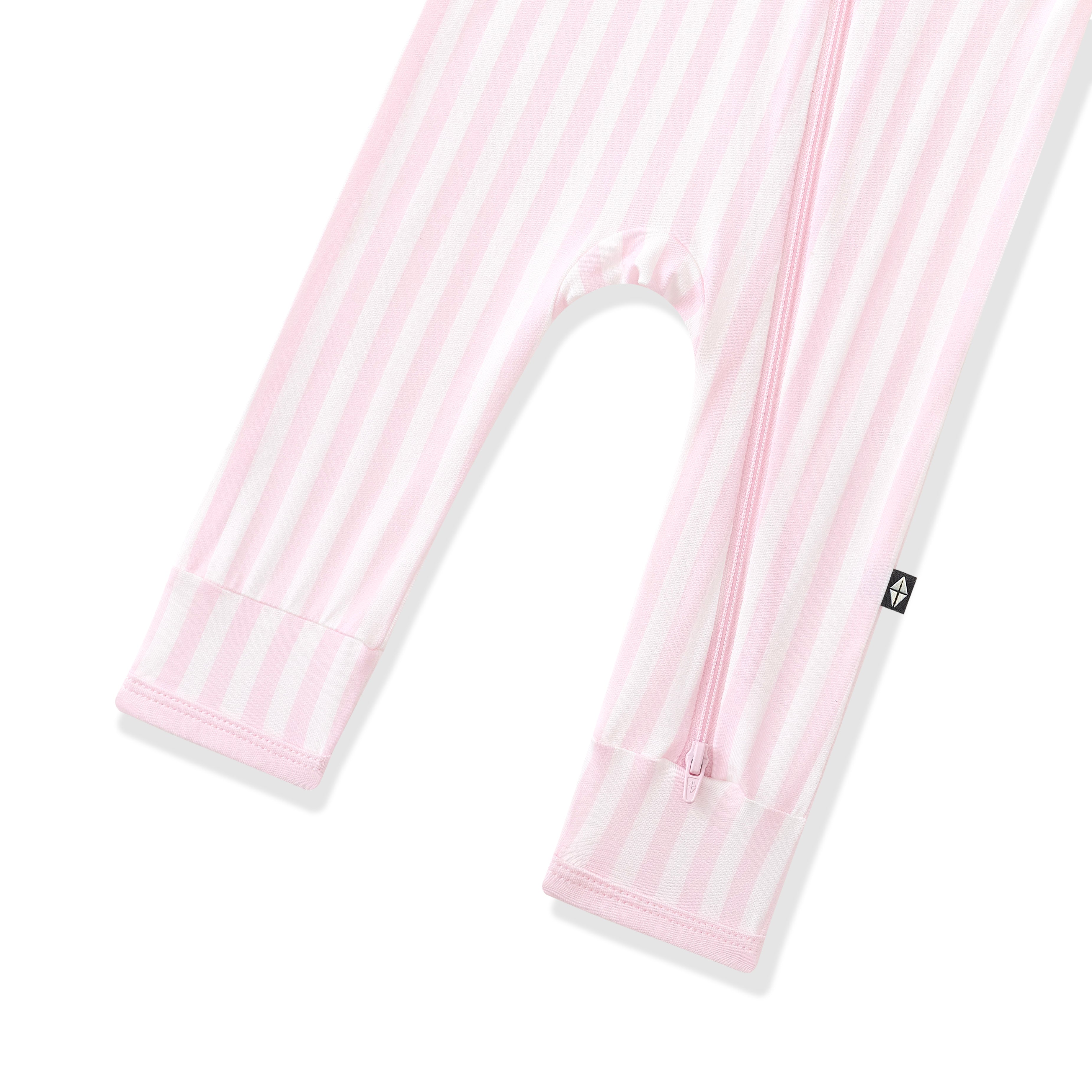 Zippered Romper in Small Sakura Stripe