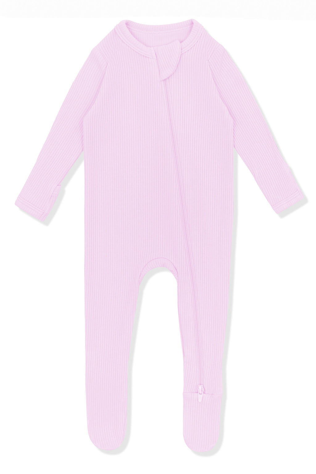 Ribbed Zipper Footie in Thistle